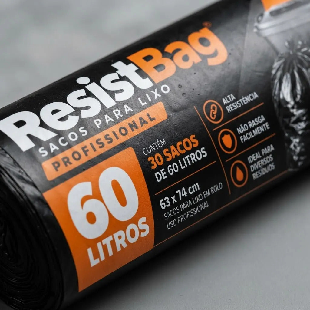 Saco De Lixo 60 Litros Reforçado 30 Unidades Resistbag