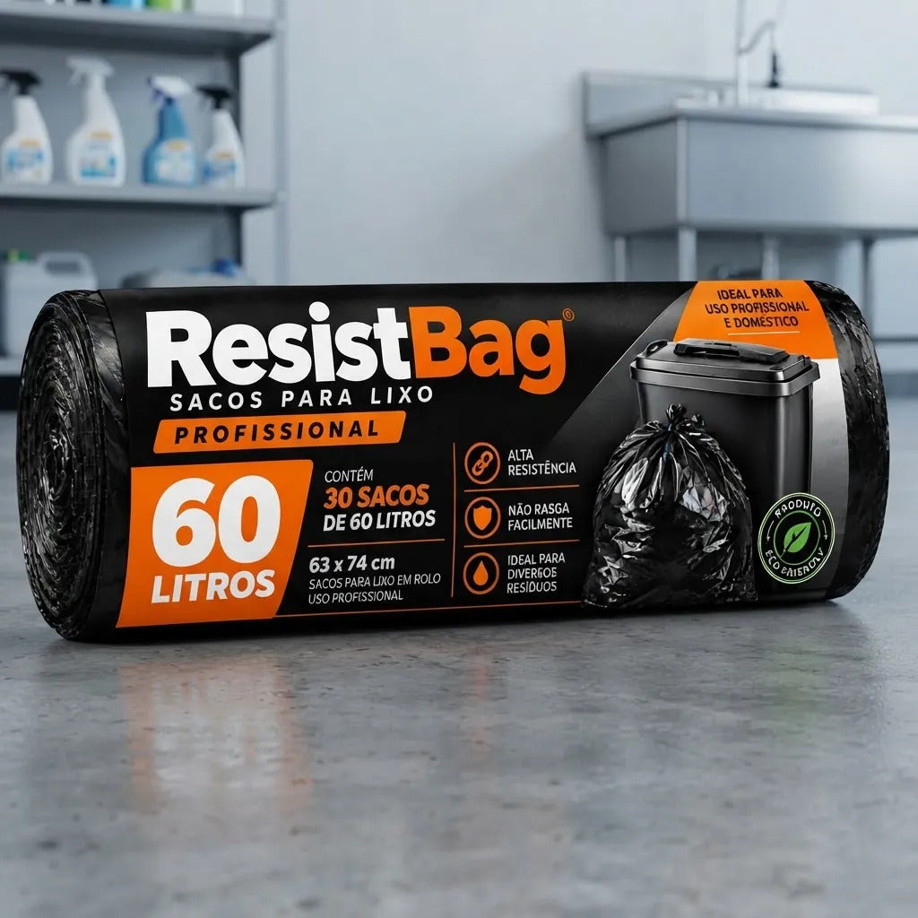 Saco De Lixo 60 Litros Reforçado 30 Unidades Resistbag