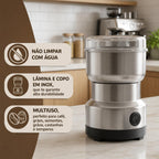Moedor Elétrico de Café, Grãos, Temperos e Especiarias, Aço Inoxidável, Premium, 110V, Compacto e Potente