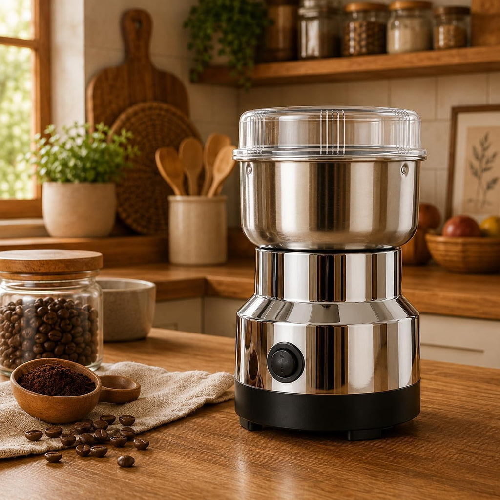 Moedor Elétrico de Café, Grãos, Temperos e Especiarias, Aço Inoxidável, Premium, 110V, Compacto e Potente