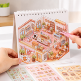 Caderno Interativo de Adesivos 3D com 8 Cenários e Pinça