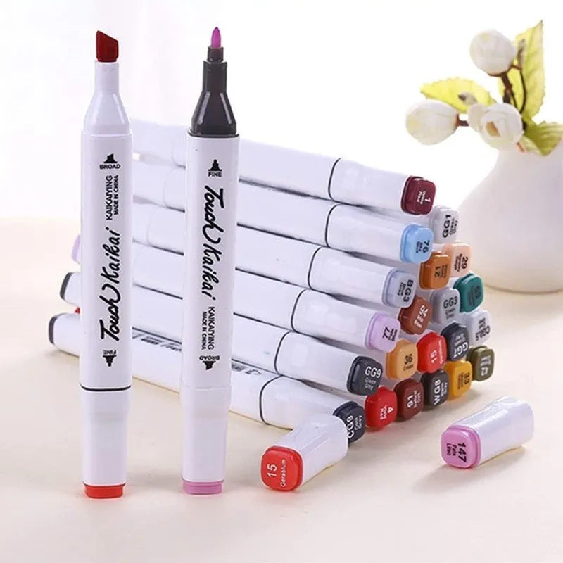 Kit De Canetas Marcador Permanente Ponta Dupla – 48 Cores