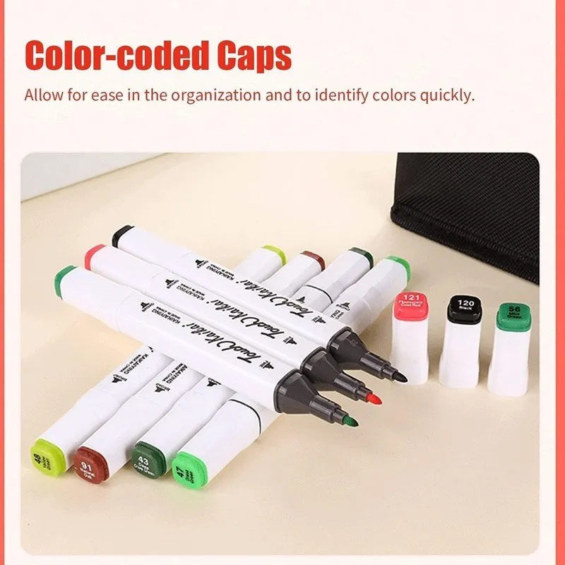 Kit De Canetas Marcador Permanente Ponta Dupla – 60 Cores