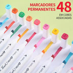 Kit De Canetas Marcador Permanente Ponta Dupla – 48 Cores