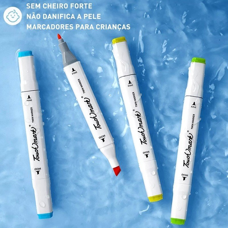 Kit De Canetas Marcador Permanente Ponta Dupla – 48 Cores