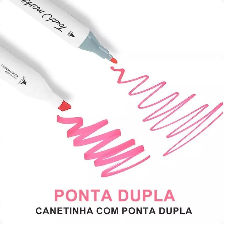 Kit De Canetas Marcador Permanente Ponta Dupla – 48 Cores