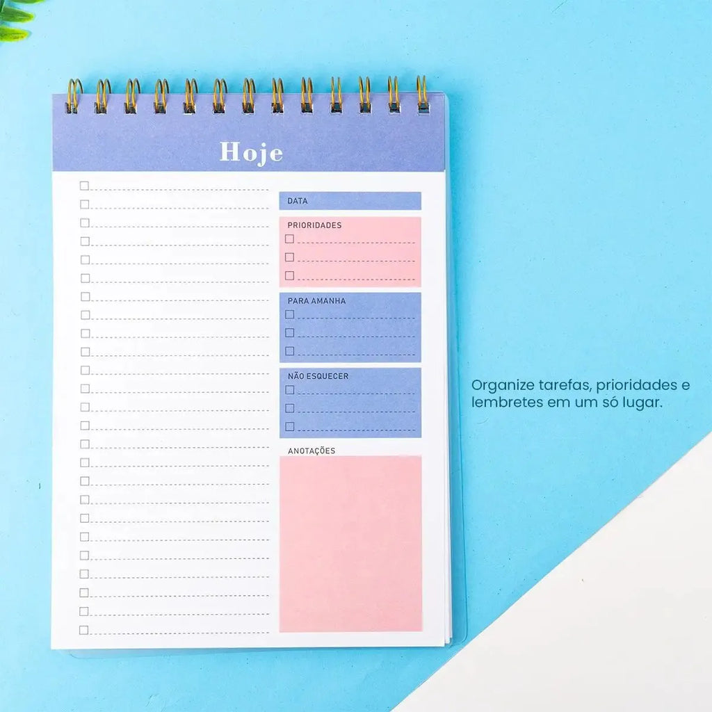 Planner Diáio Vertical Espiral com Checklist – 50 Folhas
