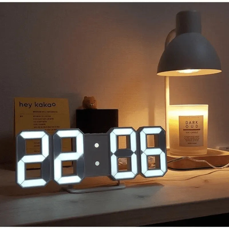 Relógio&nbsp;Digital LED 3D Despertador Termômetro Moderno Mesa ou Parede